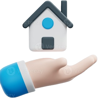 Hand holding a house icon, symbolizing home ownership and real estate investment.